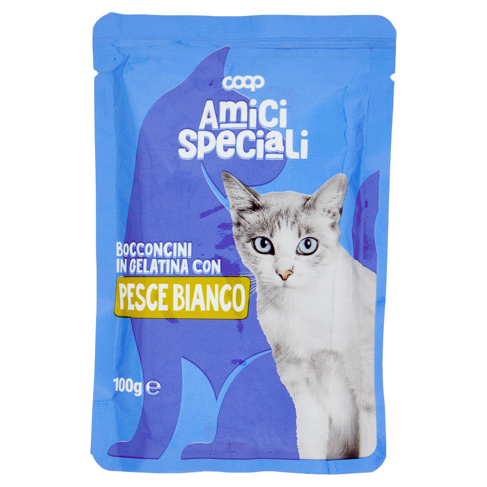 UMIDO GATTO BOCCONCINI PER GATTI PESCE BIANCO AMICI SPECIALI COOP BUSTA G100 - 2