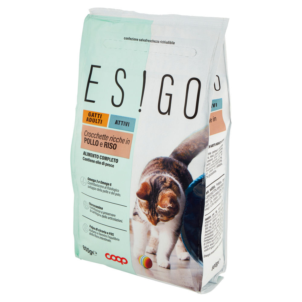 SECCO GATTO CROCCHETTE GATTI ATTIVI POLLO/RISO ESIGO COOP G800 - 8