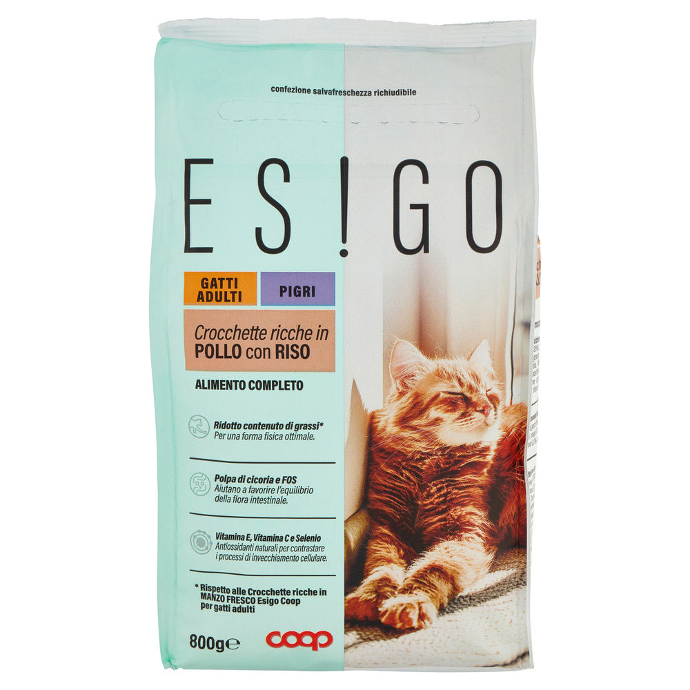 SECCO GATTO CROCCHETTE GATTI PIGRI POLLO E RISO ESIGO COOP G800 - 2