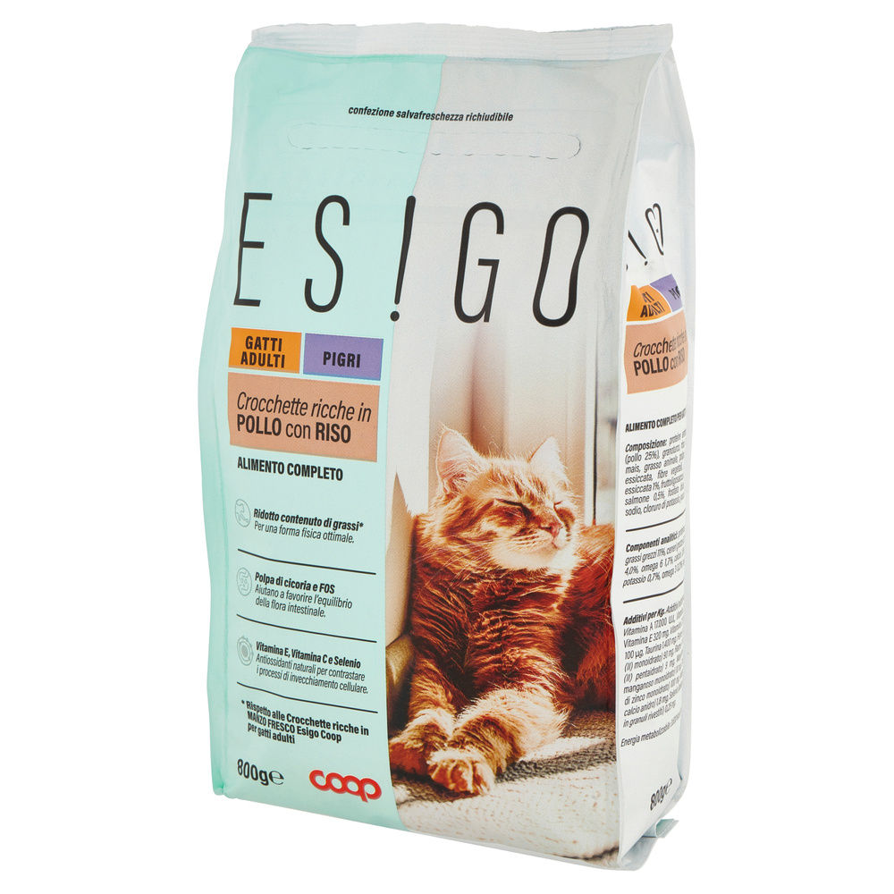 SECCO GATTO CROCCHETTE GATTI PIGRI POLLO E RISO ESIGO COOP G800 - 8