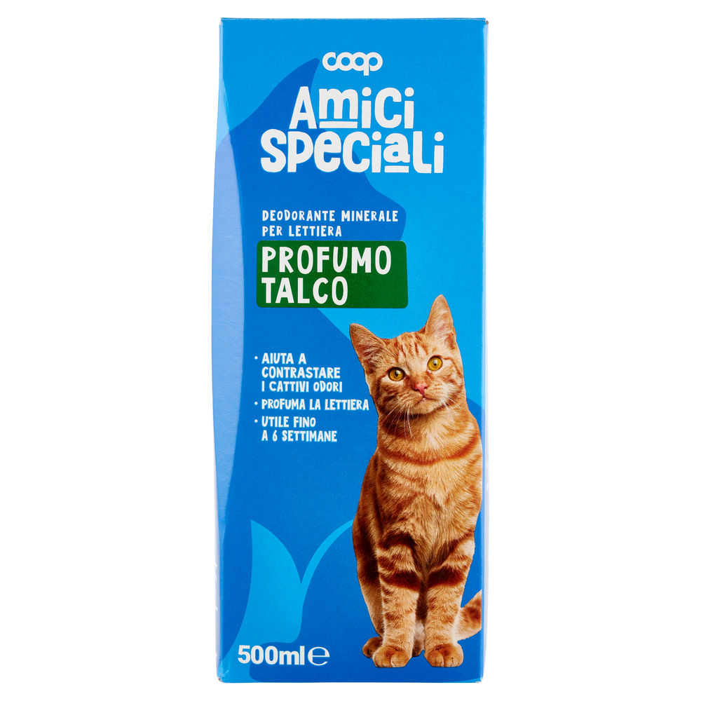 Deodorante lettiera gatto profumazione talco amici speciali coop ml500