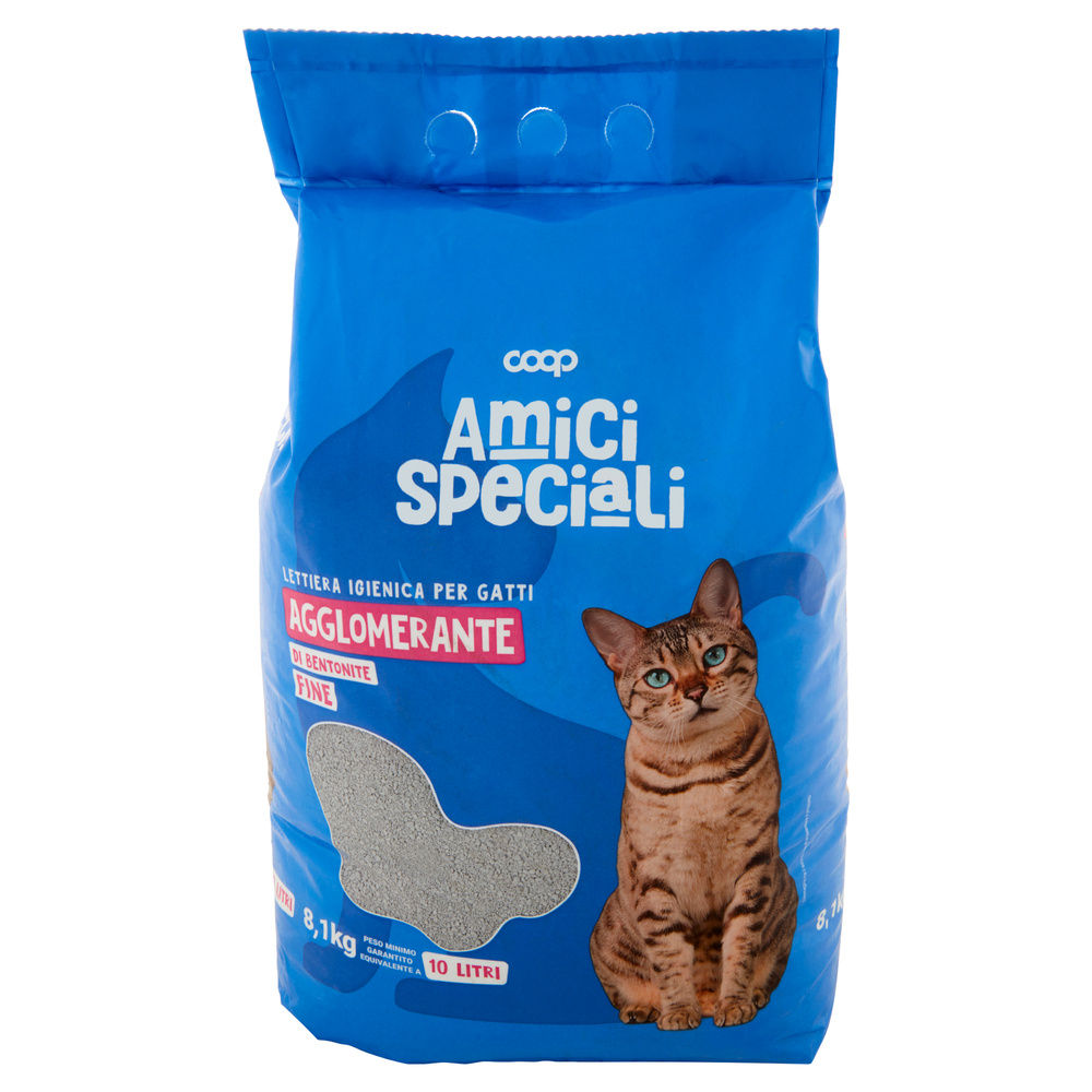 LETTIERA IGIENICA PER GATTI AMICI SPECIALI COOP AGGLOMERANTE BIANCA LT 10 - 2