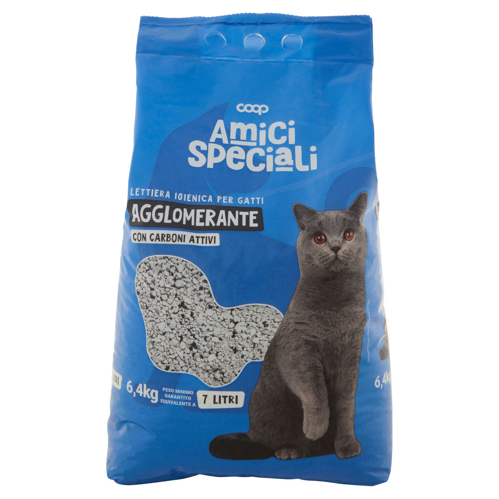 Lettiera igienica per gatti amici speciali coop carboni attivi lt 7