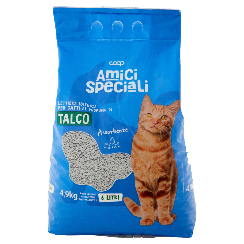 LETTIERA IGIENICA PER GATTI AMICI SPECIALI COOP ASSORBENTE BIANCA TALCO LT 6 - 3