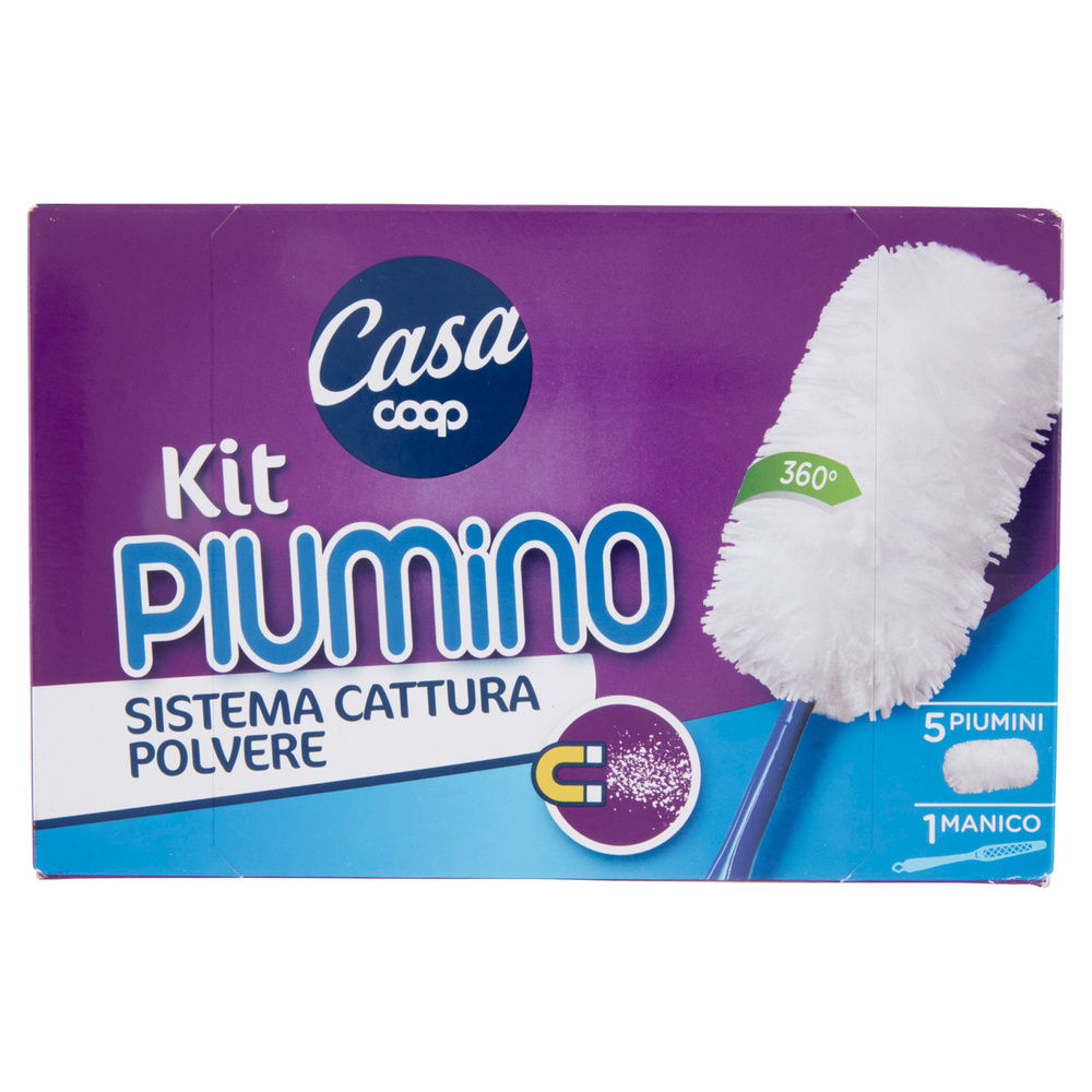 KIT PIUMINI CATTURA POLVERE 360° MANICO+5 RICAMBI COOP CASA PZ.1 - 7