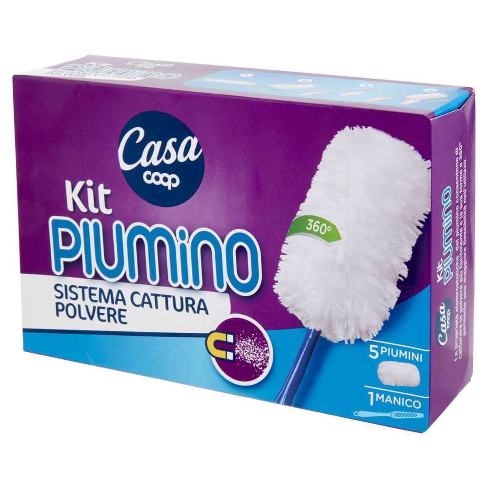 KIT PIUMINI CATTURA POLVERE 360° MANICO+5 RICAMBI COOP CASA PZ.1 - 4