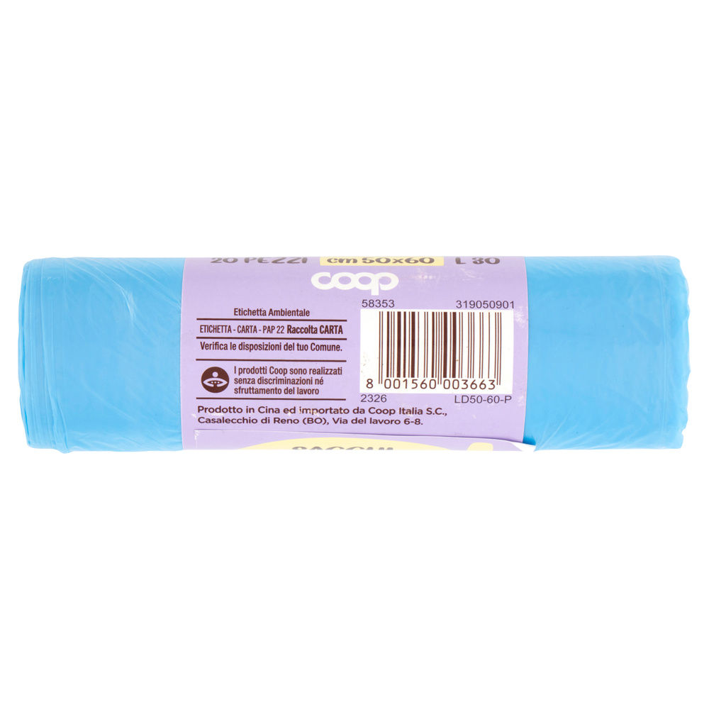 SACCHI NETTEZZA GLI SPESOTTI COOP CON LACCI BLU 50X60 PZ 20 - 4