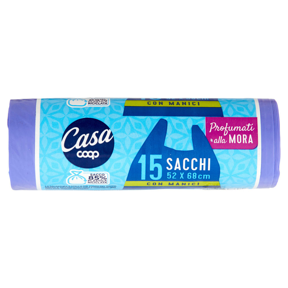 SACCHI NETTEZZA PROFUMATI CON MANIGLIA COOP CASA 52X68 30 L PROFUMO MORA PZ.15 - 7