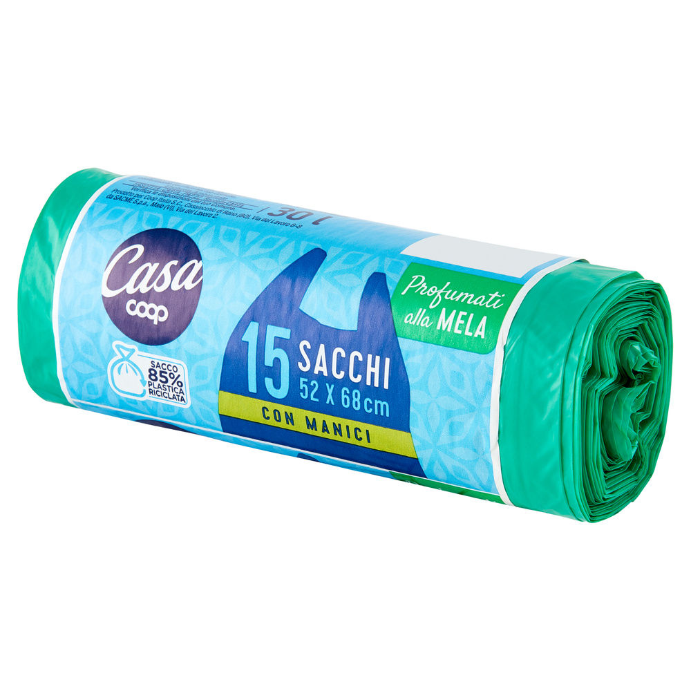 SACCHI NETTEZZA PROFUMATI CON MANIGLIA COOP CASA 52X68 30 L PROFUMO MELA PZ.15 - 7