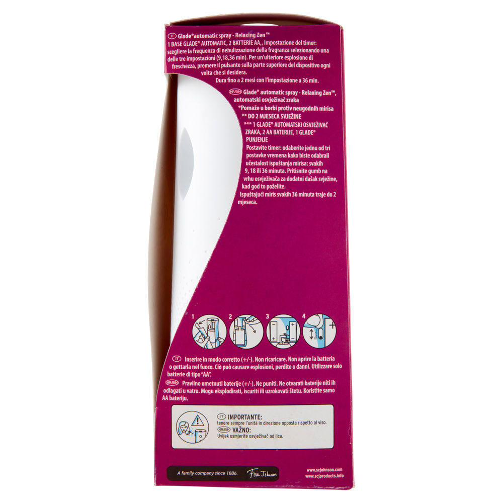 DEODORANTE AMBIENTE GLADE AUTOMATIC SPRAY BASE+RIC.RELAXING ZEN ML 269 PZ.1 - 6