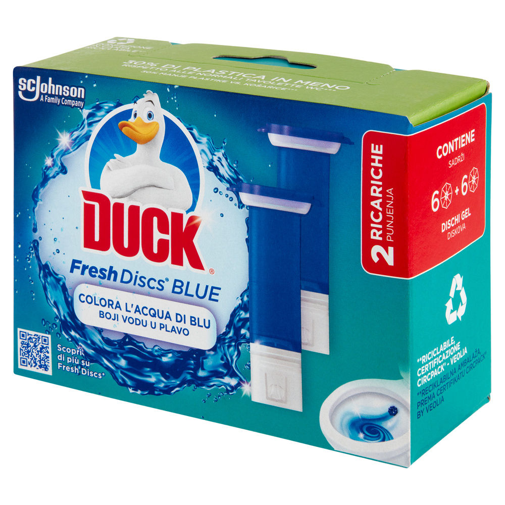 SCHIUMOGENO GEL DUCK FRESH DISCS DOPPIA RICARICA BLUE ACTION PZ.2 - 3
