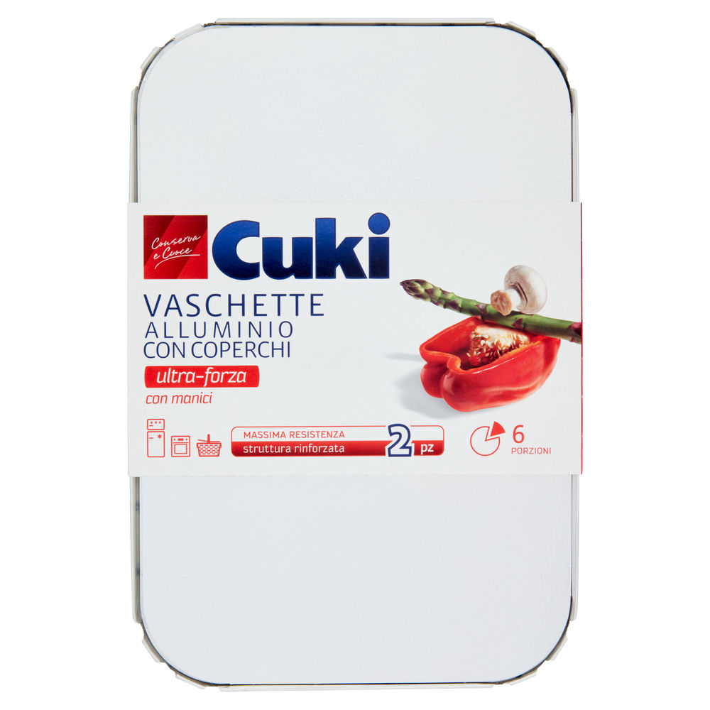 Vaschette alluminio con coperchio cuki rs99l 1,8lt 6porzioni pz.2