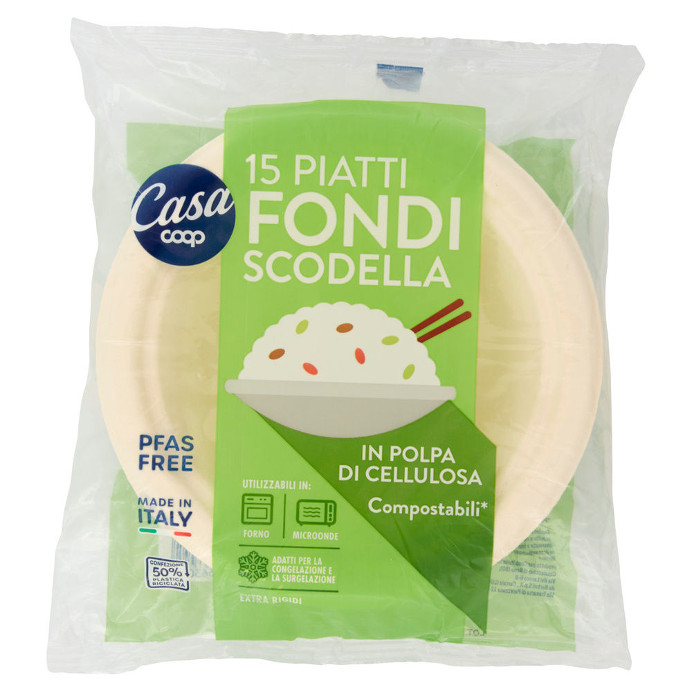 PIATTI SCODELLA FONDI IN POLPA DI CELLULOSA COOP CASA DIAM. CM18 PZ 15 - 2