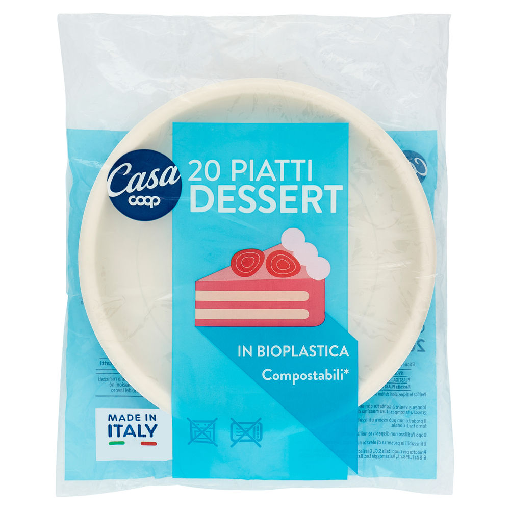 Piatti dessert bioplastica coop casa diam. cm16,5 pz 20