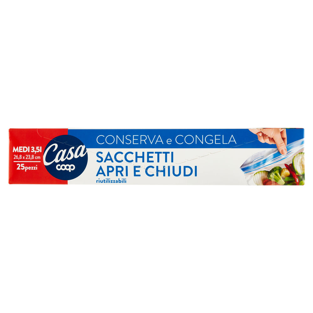 SACCHETTI APRI E CHIUDI RIUTILIZZABILI COOP CASA MEDI 3,5L PZ.25 - 0