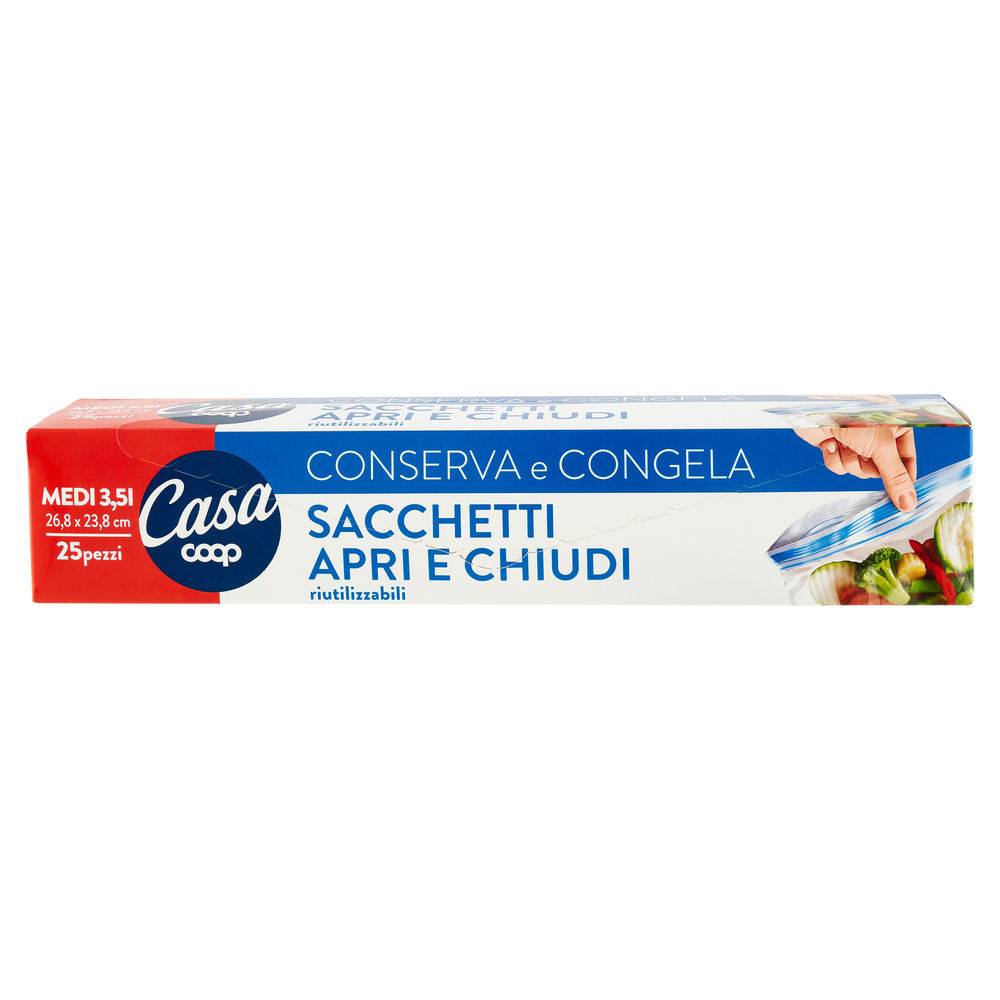 SACCHETTI APRI E CHIUDI RIUTILIZZABILI COOP CASA MEDI 3,5L PZ.25 - 2