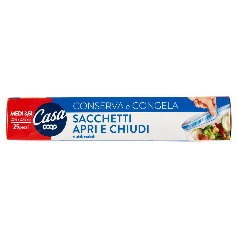 SACCHETTI APRI E CHIUDI RIUTILIZZABILI COOP CASA MEDI 3,5L PZ.25 - 6