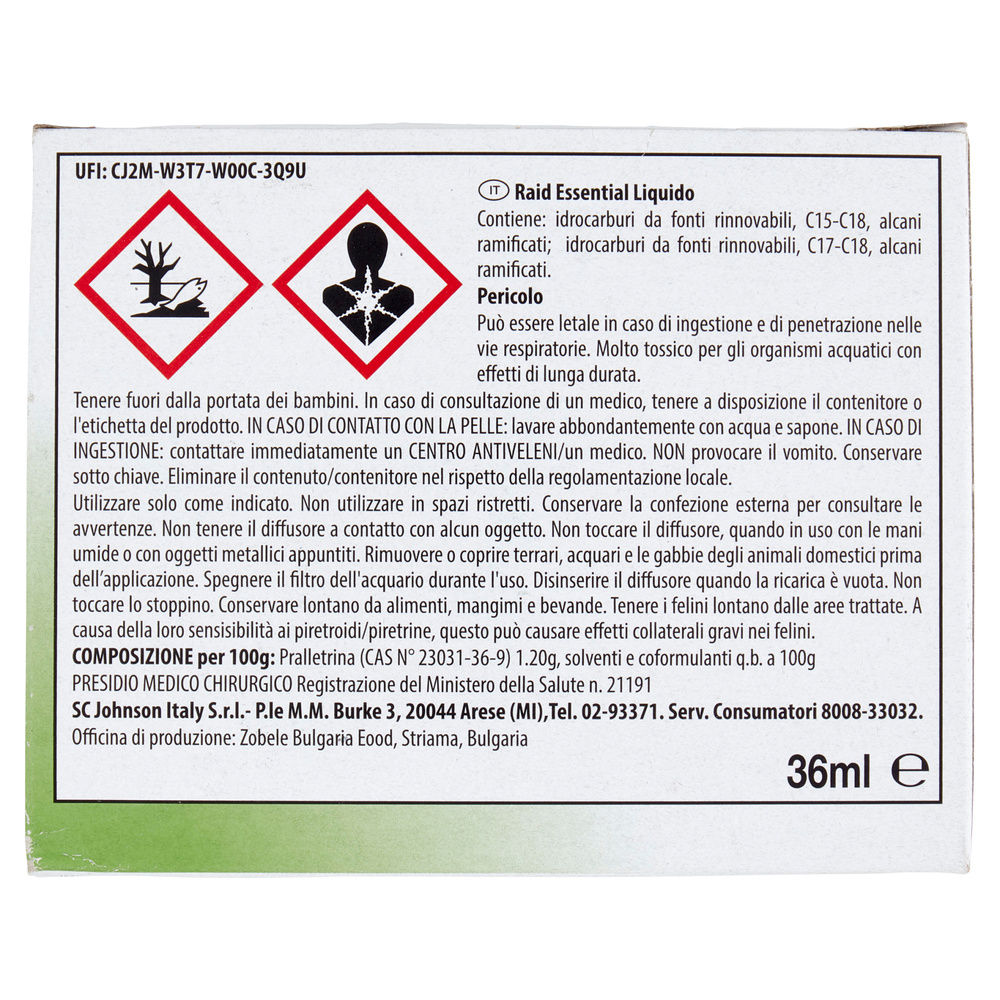 INSETTICIDA RAID ESSENTIALS LIQUIDO BASE +RIC.60 NOTTI ML 36 - 1