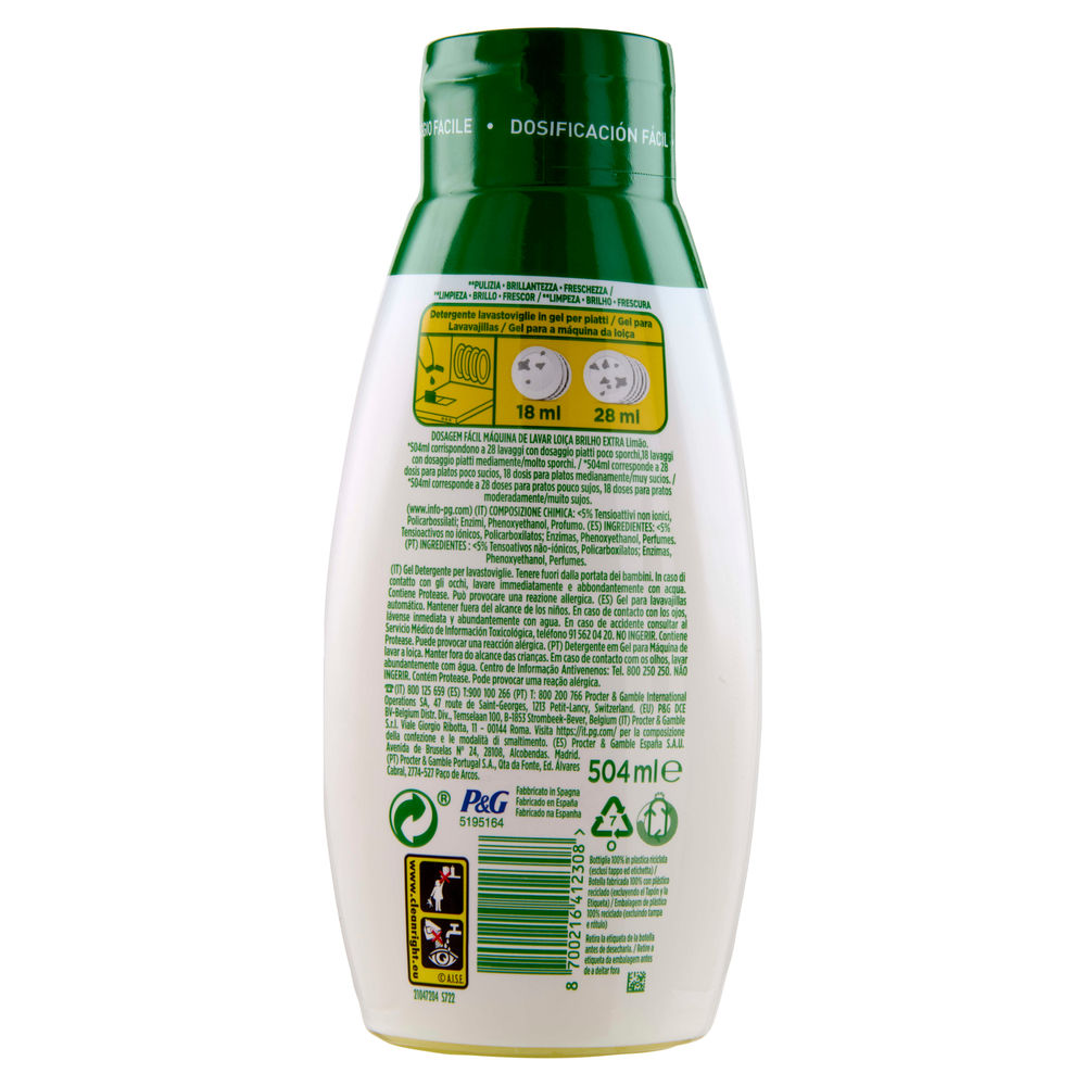 DETERSIVO LAVASTOVIGLIE FAIRY GEL LIMONE 28 LAV ML 504 - 1