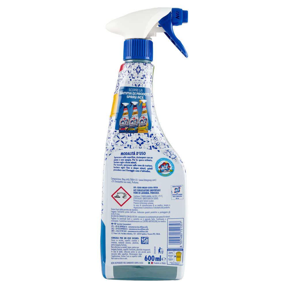 DETERGENTE ACE SGRASSATORE UNIVERSALE LAVANDA SPRAY ML 600 - 1