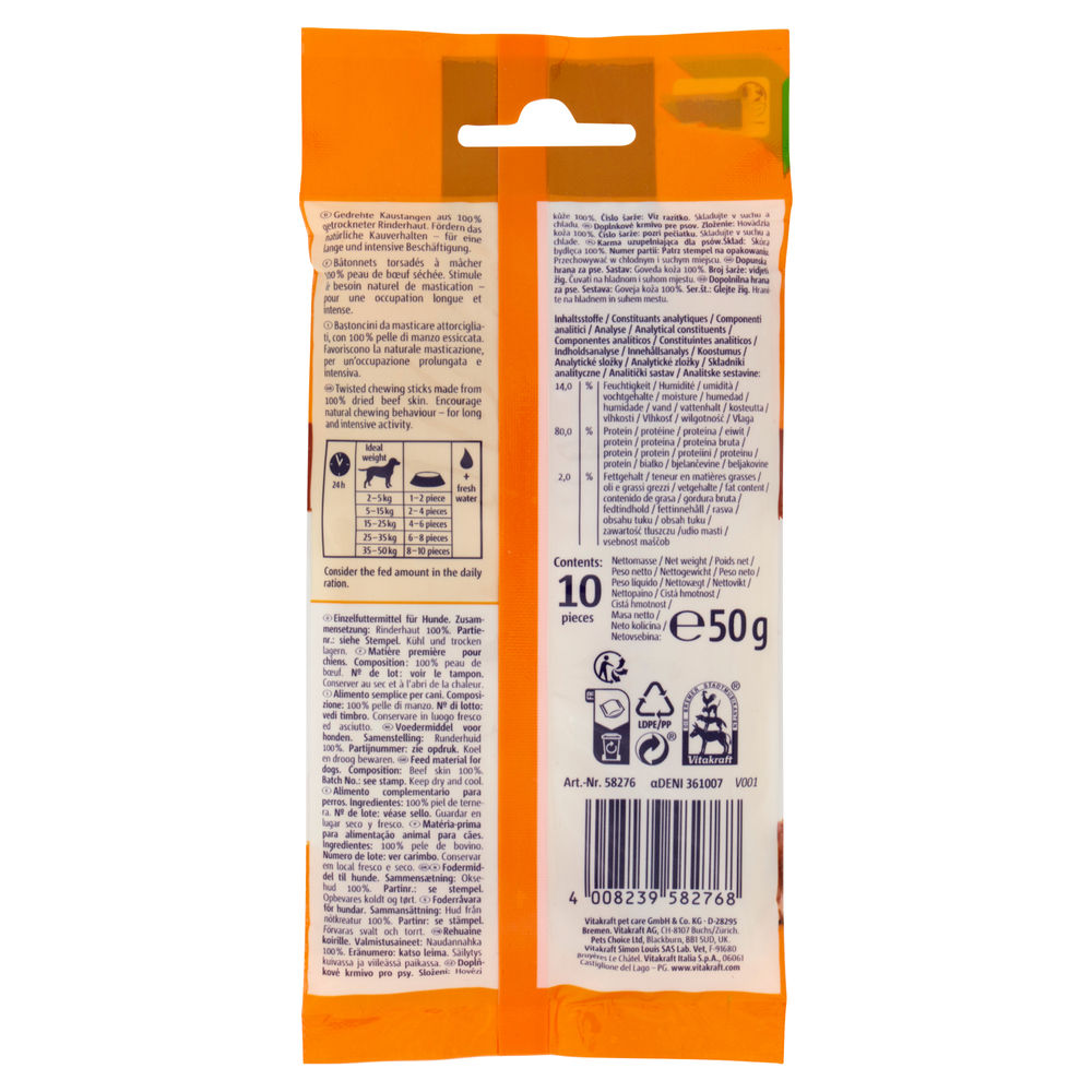 CHEWS BASTONCINI ARROTOLATI 12,5CM VITAKRAFT G 50 PZ. 10 - 1