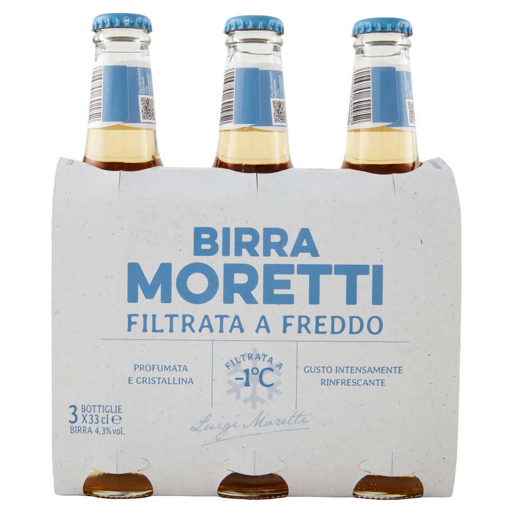 BIRRA MORETTI FILTRATA A FREDDO 4 GRADI BOTTIGLIA CLUSTER ML 330 X 3 - 1