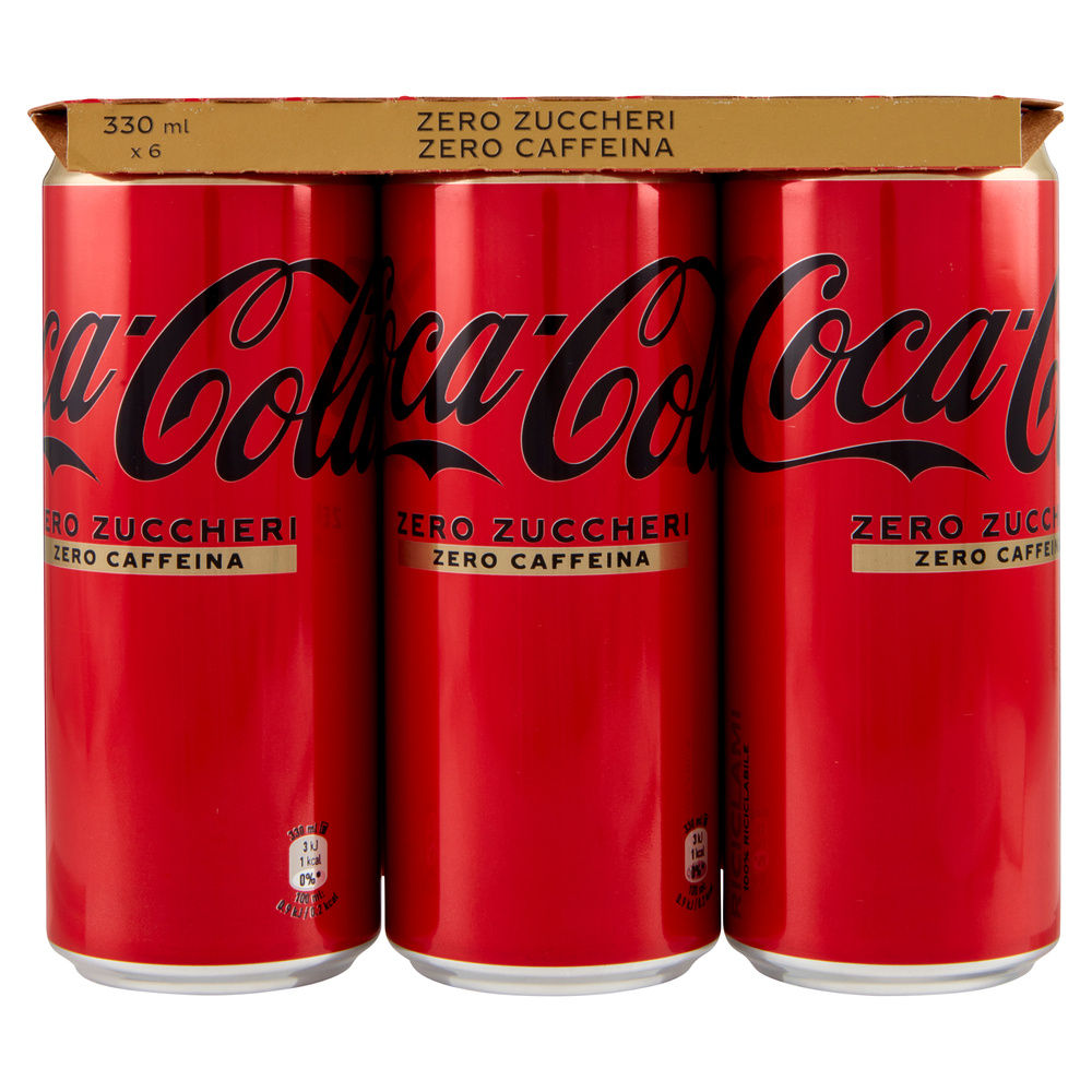 COCA COLA ZERO SENZA CAFFEINA CLUSTER LATTINA ML 330 X 6 - 7