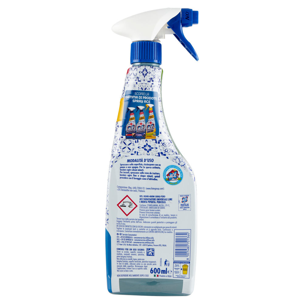 DETERGENTE ACE SGRASSATORE UNIVERSALE LIMONE SPRAY ML 600 - 1