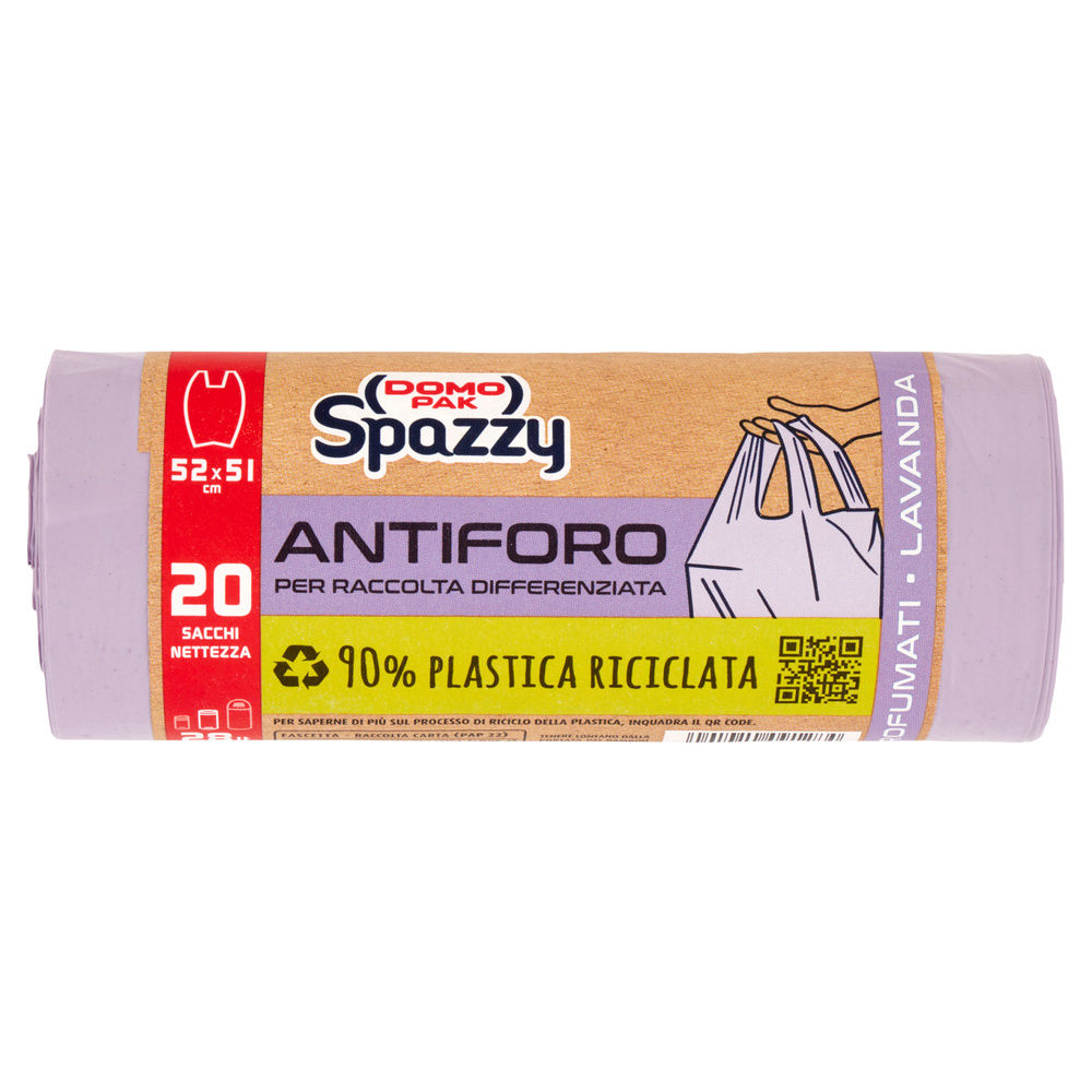 SACCHI NETTEZZA DOMOPAK SPAZZY MEDI ANTIFORO L28 52X51 VIOLA 90% RICICLATO PZ 20 - 2