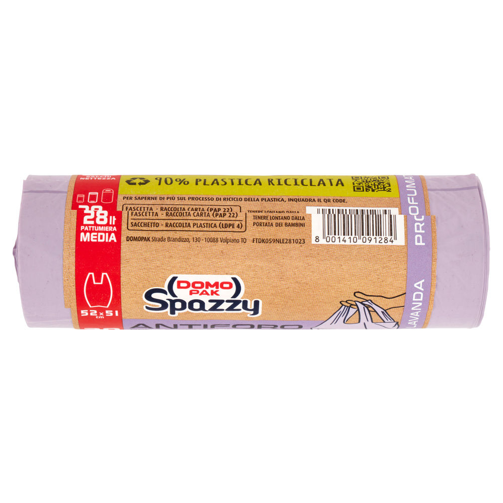 SACCHI NETTEZZA DOMOPAK SPAZZY MEDI ANTIFORO L28 52X51 VIOLA 90% RICICLATO PZ 20 - 5