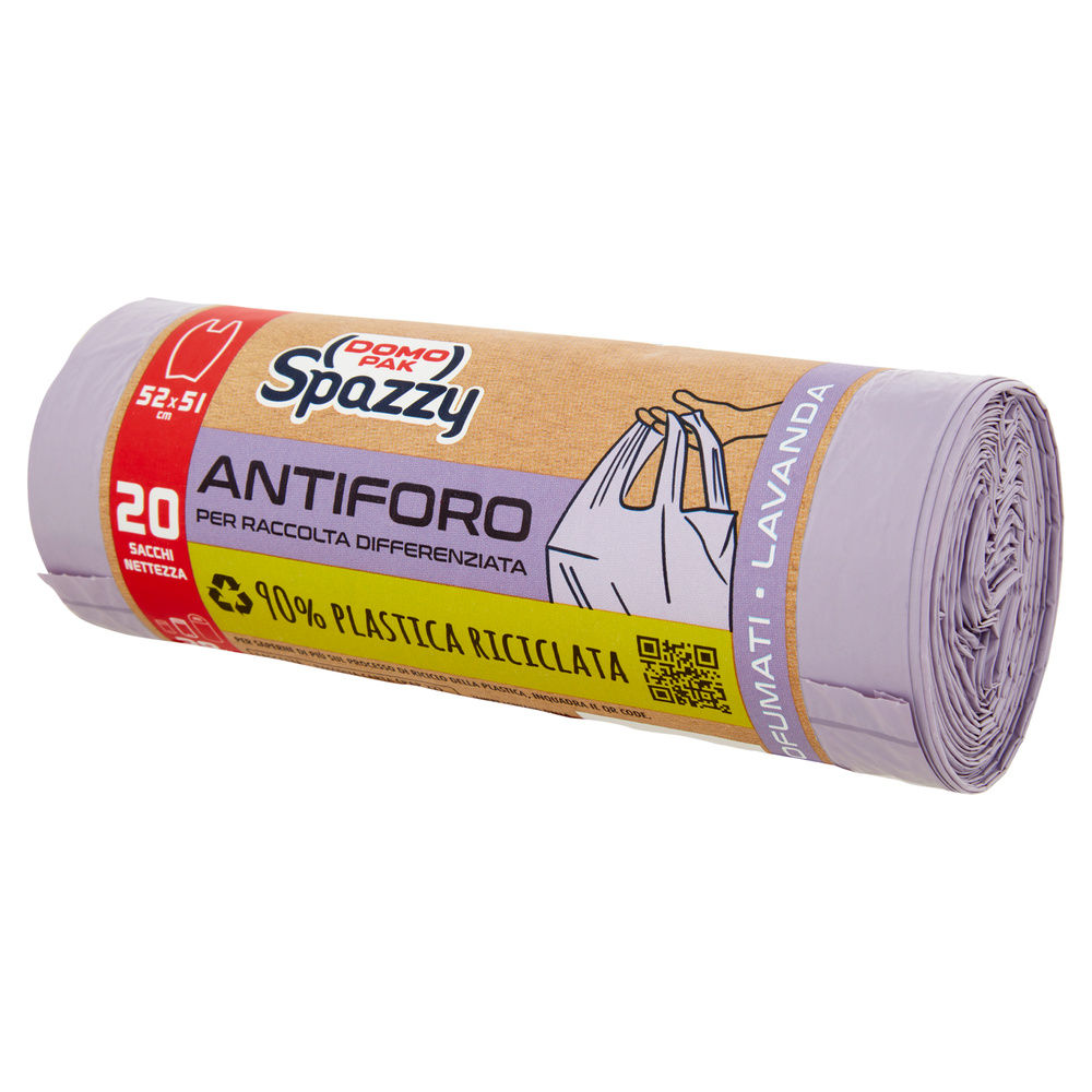 SACCHI NETTEZZA DOMOPAK SPAZZY MEDI ANTIFORO L28 52X51 VIOLA 90% RICICLATO PZ 20 - 3