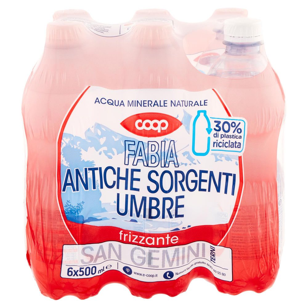 ACQUA MINERALE COOP FRIZZANTE ANTICHE SORGENTI UMBRE FABIA RPET CLUSTER ML500X6 - 17