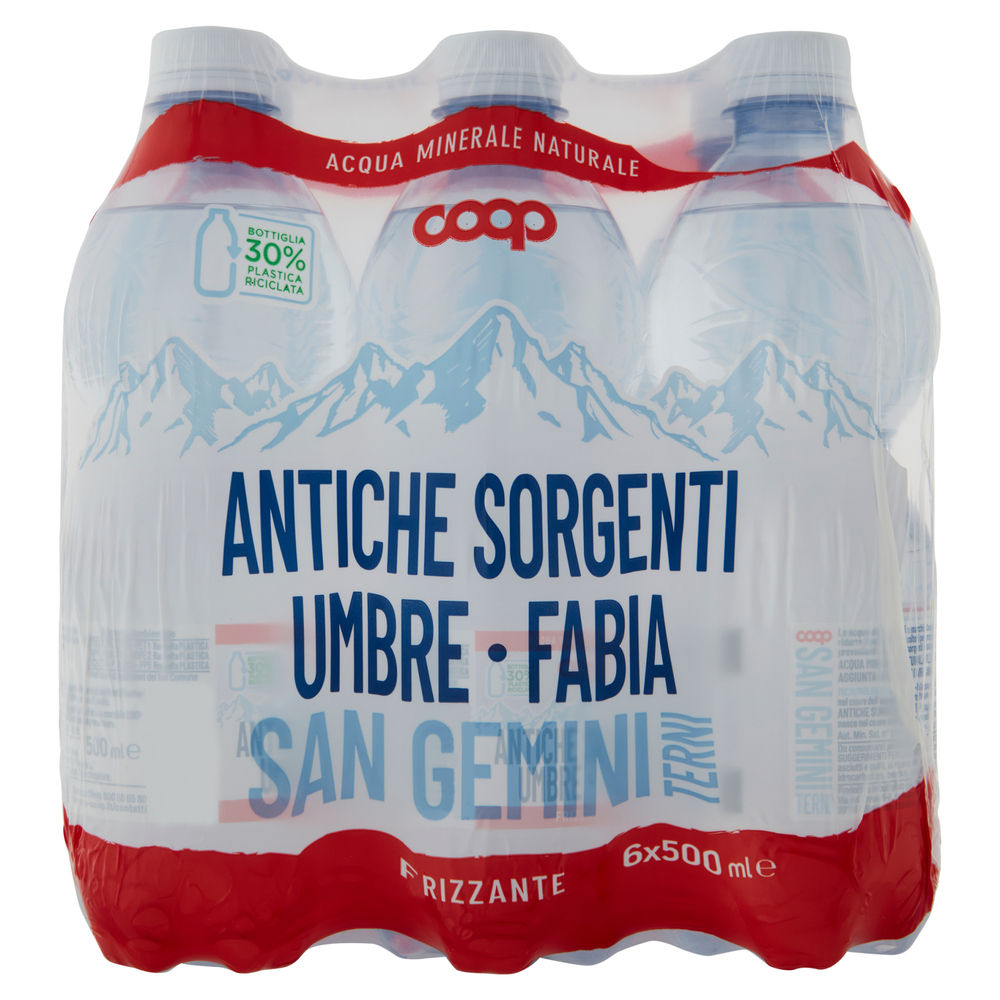 ACQUA MINERALE COOP FRIZZANTE ANTICHE SORGENTI UMBRE FABIA RPET CLUSTER ML500X6 - 1