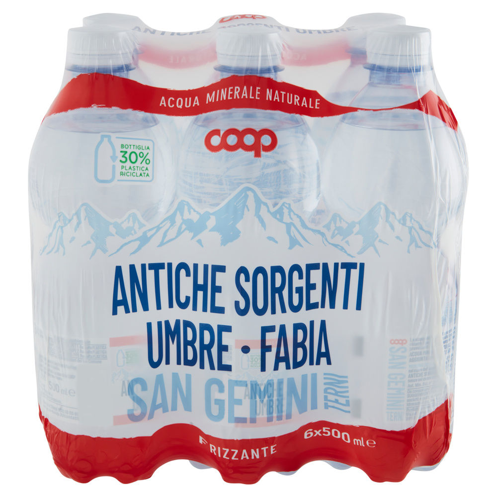 ACQUA MINERALE COOP FRIZZANTE ANTICHE SORGENTI UMBRE FABIA RPET CLUSTER ML500X6 - 9