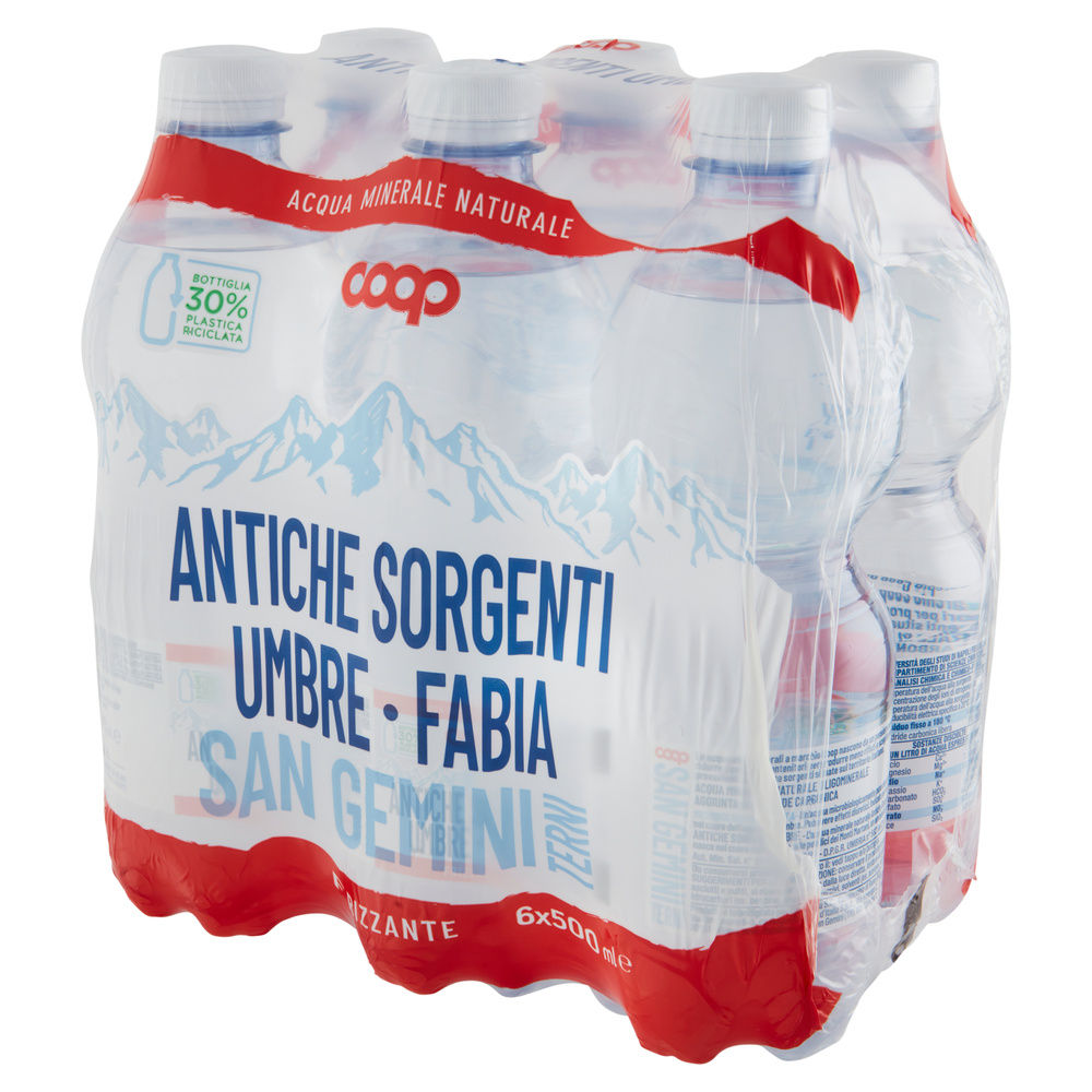 ACQUA MINERALE COOP FRIZZANTE ANTICHE SORGENTI UMBRE FABIA RPET CLUSTER ML500X6 - 15