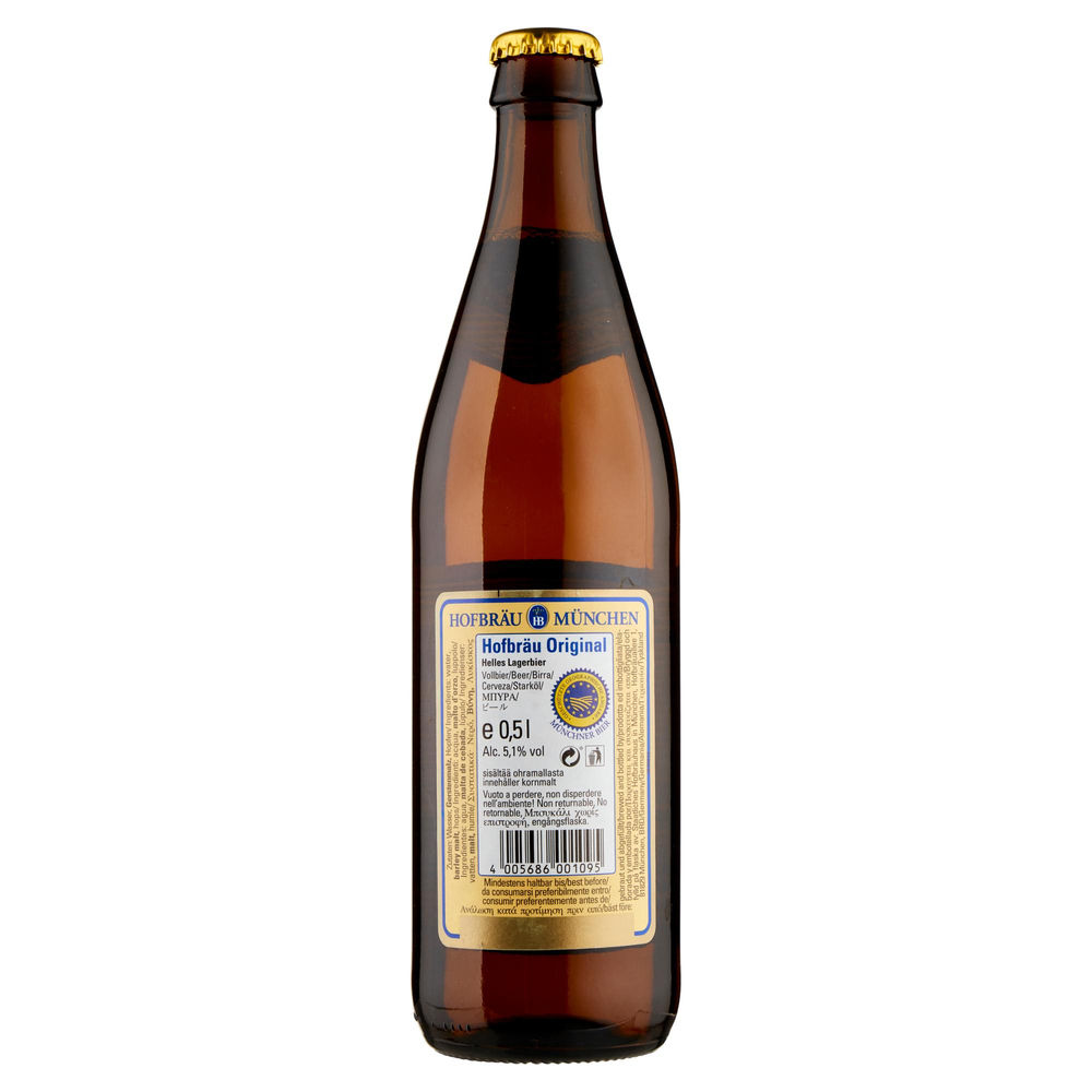 BIRRA HB HOFBRAUHAUS MUNCHEN ORIGINAL 5.1 GRADI BOTTIGLIA  ML 500 - 1