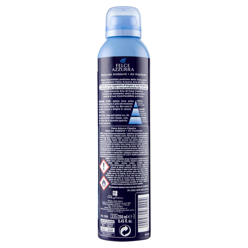 DEO SPRAY PROFUMANTE FELCE AZZURRA ARIA DI CASA CLASSICO FLACONE ML.250 - 1