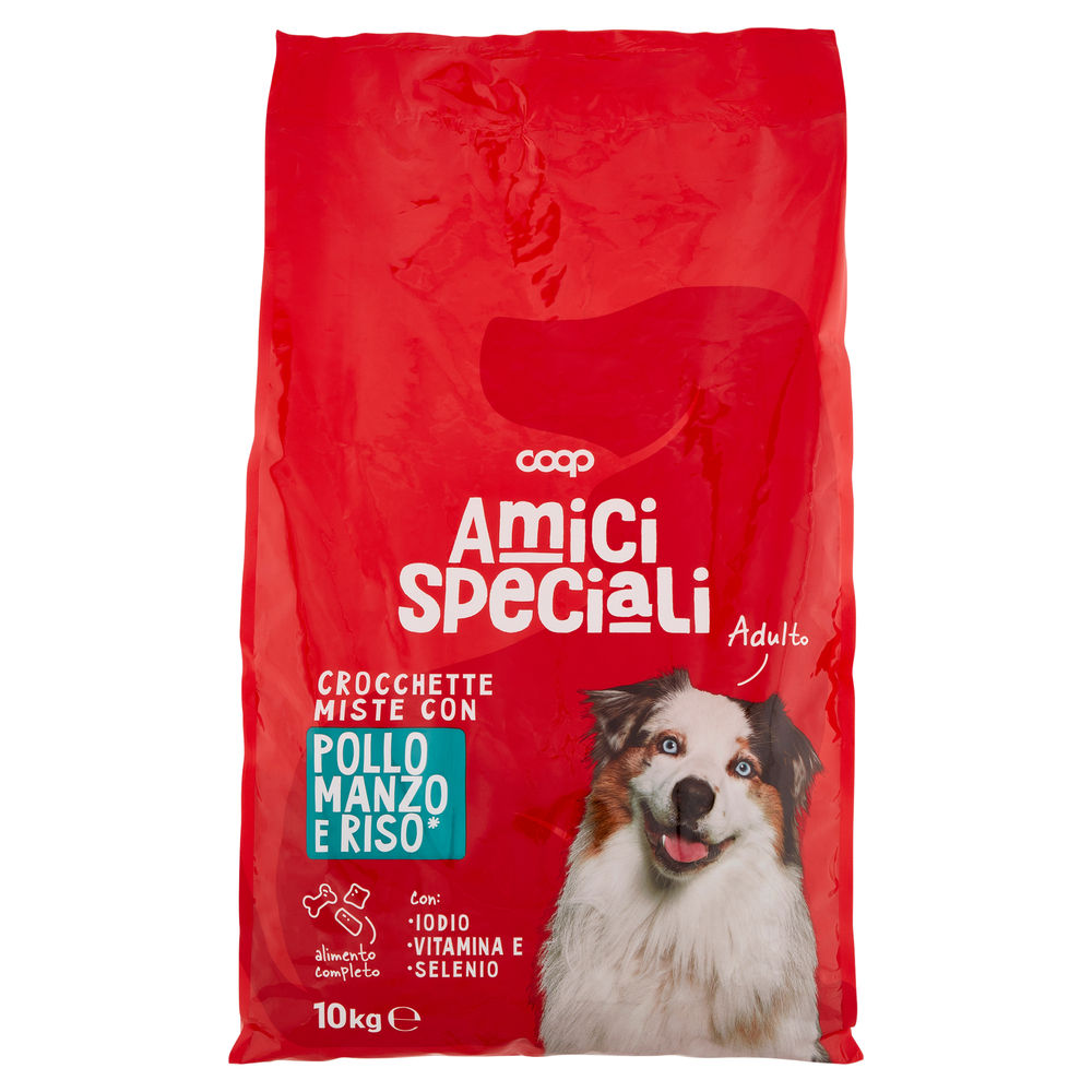 SECCO CANE CROCCHETTE MISTE CANE POLLO/MANZO/RISO AMICI SPECIALI COOP SACCO KG10 - 0