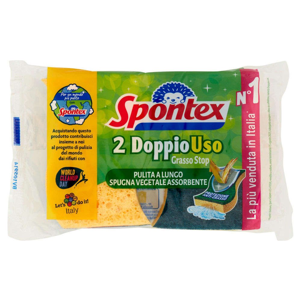 Spugna abrasiva doppio uso spontex vegetale super efficace pz.2