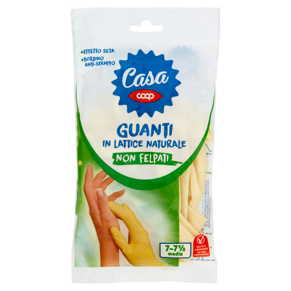 GUANTI LATTICE NATURALE COOP CASA SENZA FELPATURA INT. EFFETTO SETA 7-71/2 PZ.1 - 9