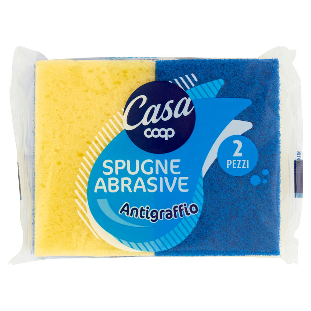 SPUGNE GIALLE COOP CON FIBRA BLU ANTIGRAFFIO CM.2,5X7X11 BUSTA PZ.2 - 0