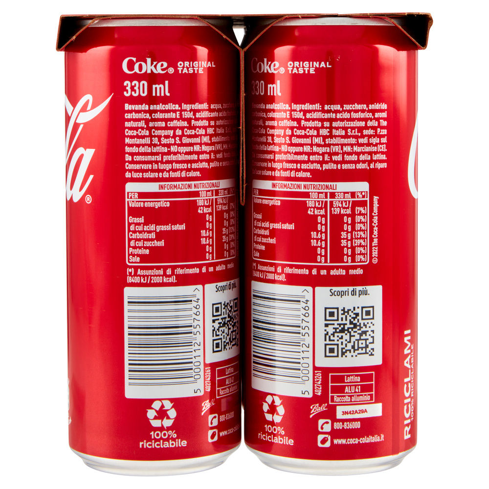 COCA COLA REGULAR LATTINA CLUSTER ML 330 X 6 - 4