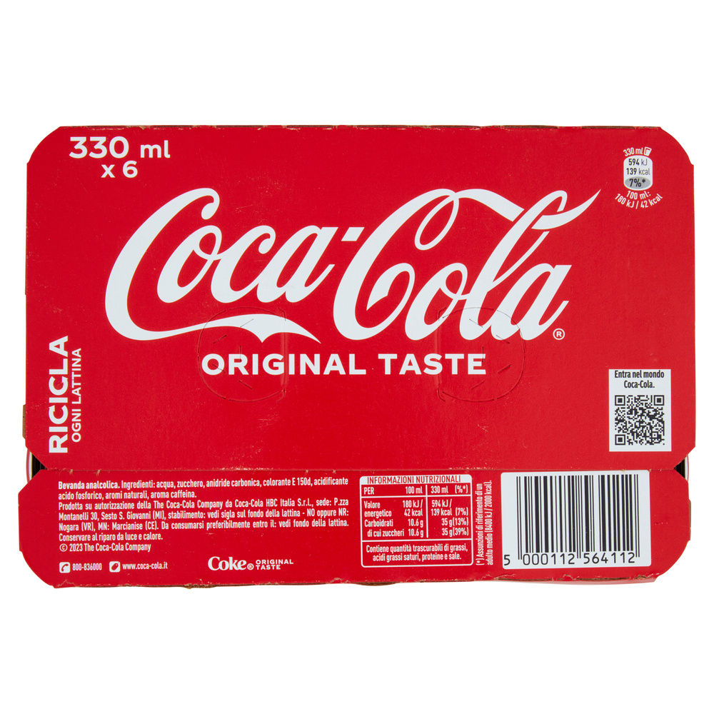 COCA COLA REGULAR LATTINA CLUSTER ML 330 X 6 - 6