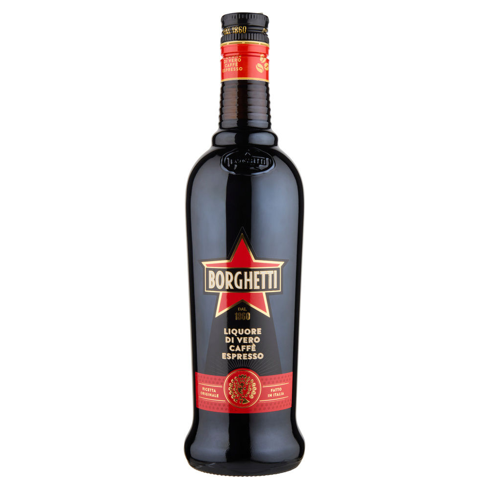 Liquore al caffe' borghetti 25 gradi bottiglia ml 700