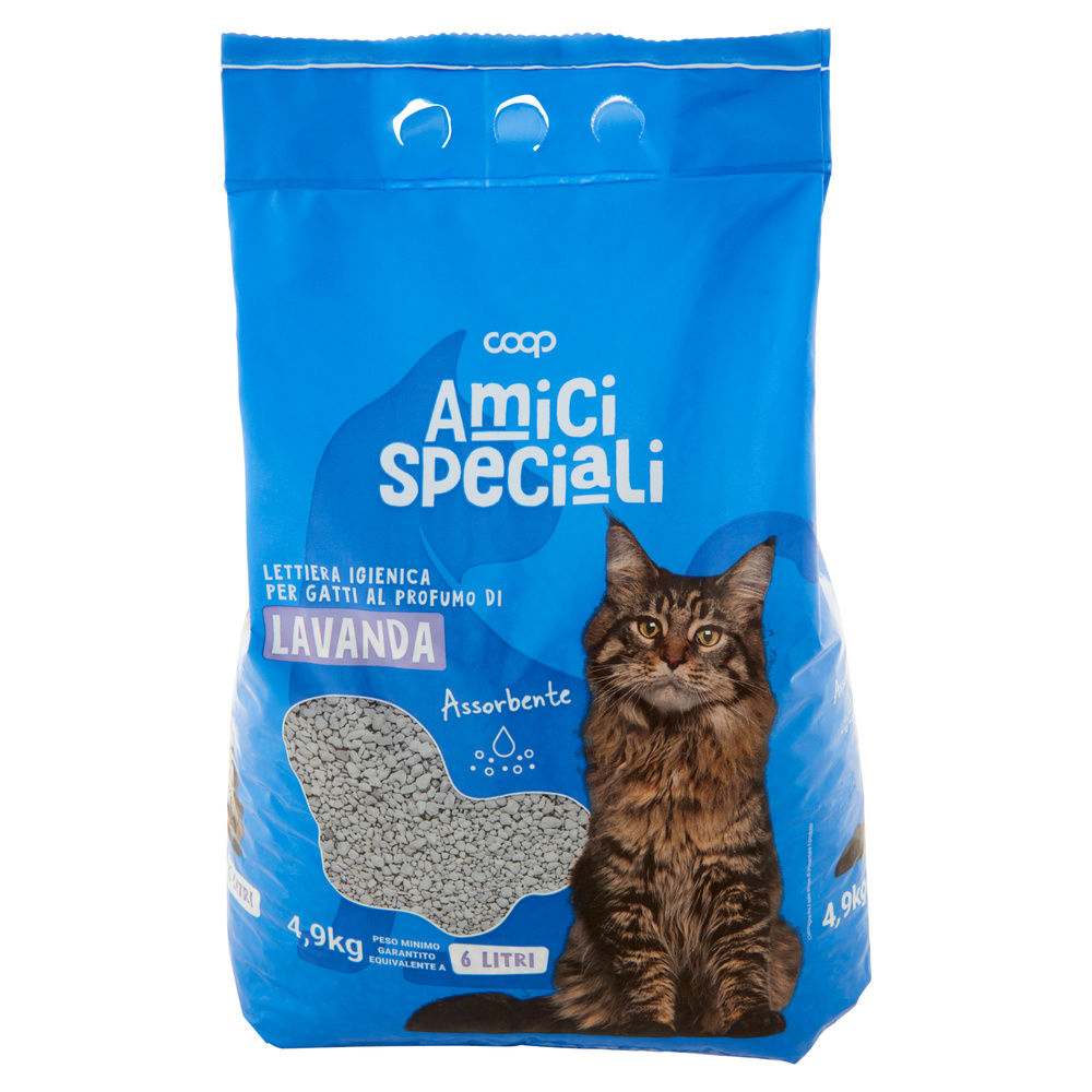 LETTIERA IGIENICA PER GATTI  AMICI SPECIALI COOP PROFUMO DI LAVANDA LT.6 KG. 5,5 - 7