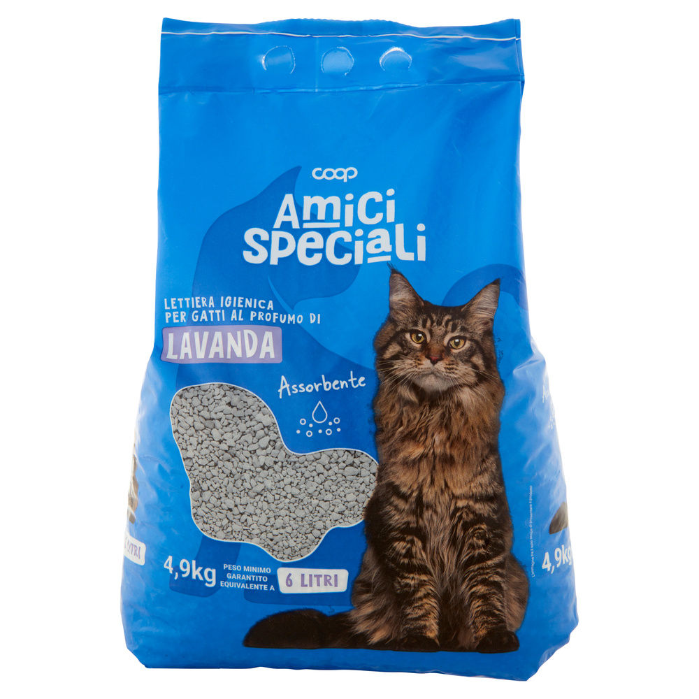 LETTIERA IGIENICA PER GATTI  AMICI SPECIALI COOP PROFUMO DI LAVANDA LT.6 KG. 5,5 - 2