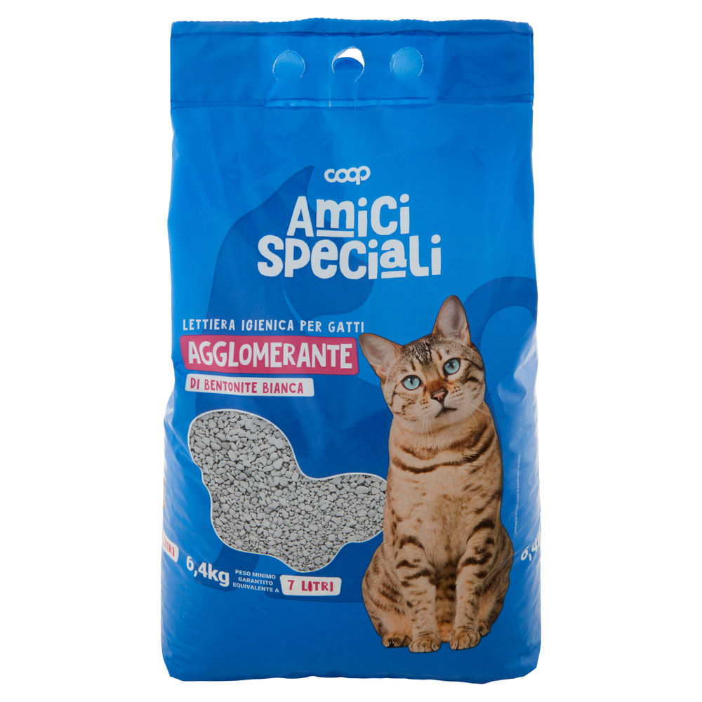 LETTIERA IGIENICA PER GATTI  AMICI SPECIALI COOP AGGLOMERANTE BIANCA LT 7 - 7