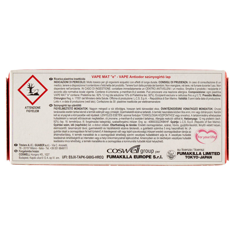 REPULSIVO ZANZARE VAPE ANTIODORE PIASTRINE PZ.30 - 1