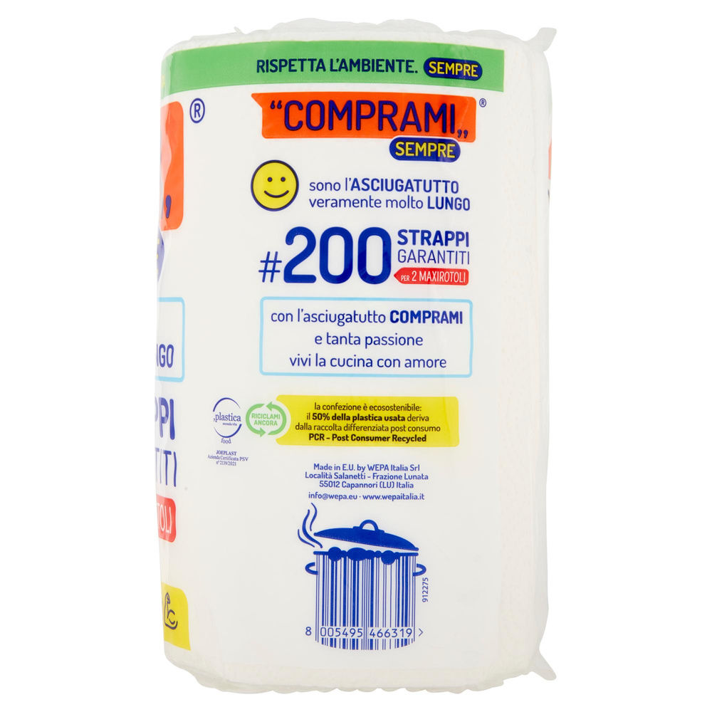 ASCIUGATUTTO COMPRAMI SEMPRE MAXI CONF.PCR 50%PLAST.RICICLATA 3VELI 100STR PZ.2 - 4