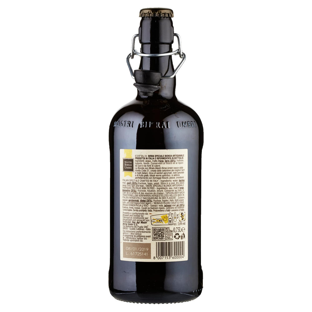 BIRRA BIONDA ARTIGIANALE 5 GRADI MASTRI BIRRAI UMBRI BOTTIGLIA ML 750 - 1